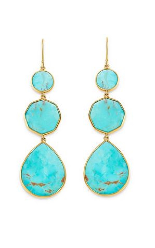 Crazy 8's 3-Stone Turquoise Drop Earrings in 18K Gold