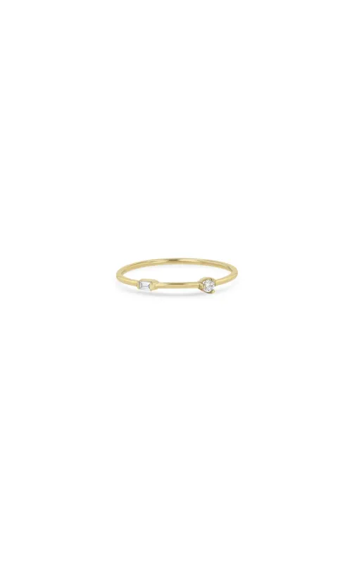 14K Yellow Gold Round and Baguette Diamond Band