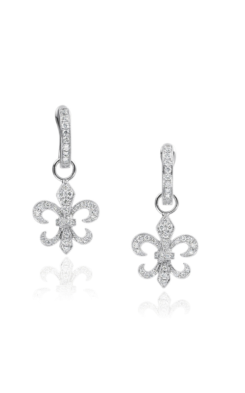 14K White Gold  Fleur de Lis Diamond Earrings