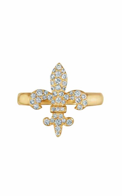14K Yellow Gold Fleur de Lis Diamond Ring