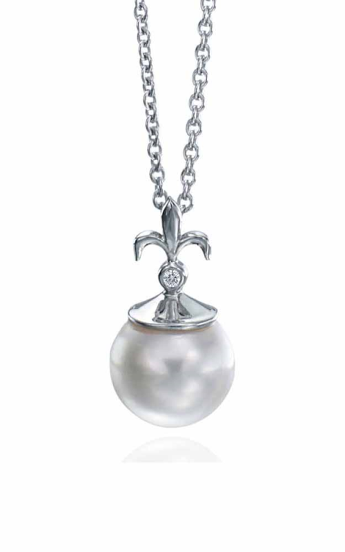 0.01CT Pearl Fleur de Lis Diamond Pendant