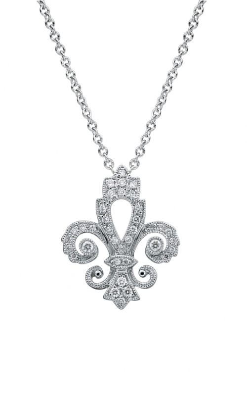 18K White Gold Fleur de Lis Diamond Pendant