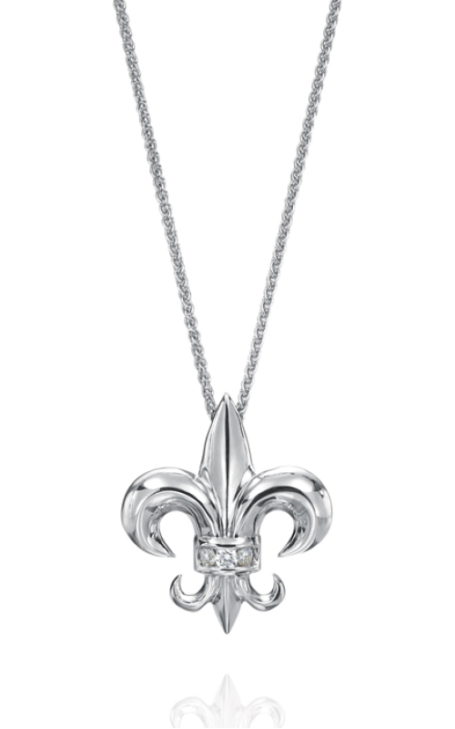 14K White Gold Fleur de Lis Diamond Pendant